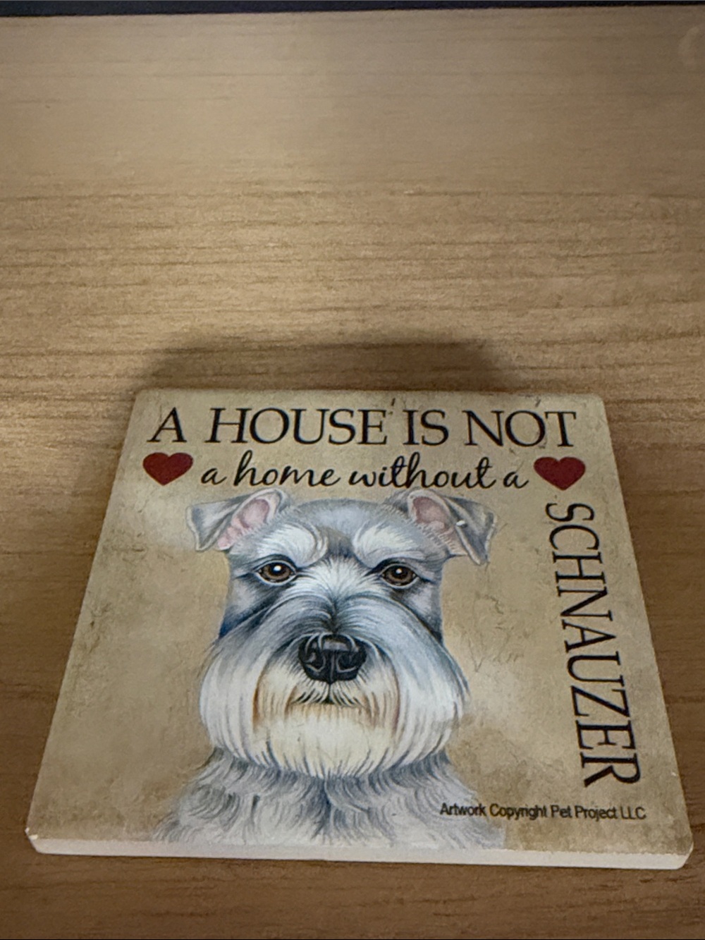 Decorative Schnauzer Coaster Art Tile - Gray & Cream